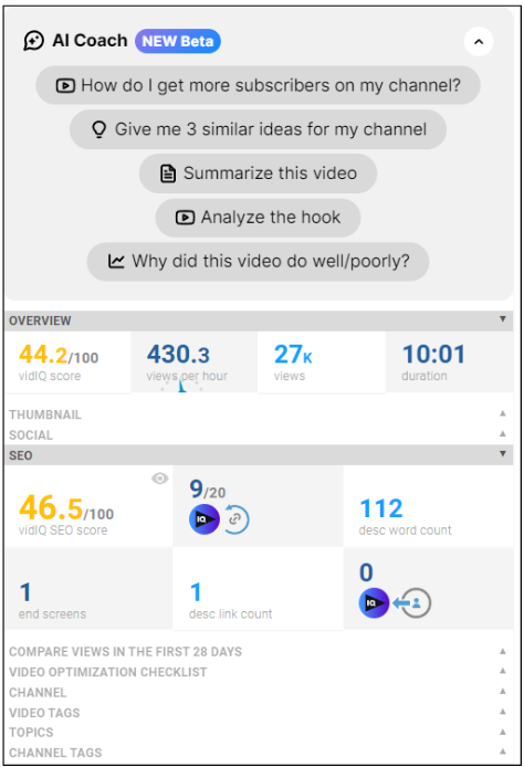 Analytics and Reporting VidIQ vs TubeBuddy